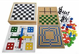 5 em 1 - Xadrez / Trilha / Damas / Ludo / Jogo da Velha